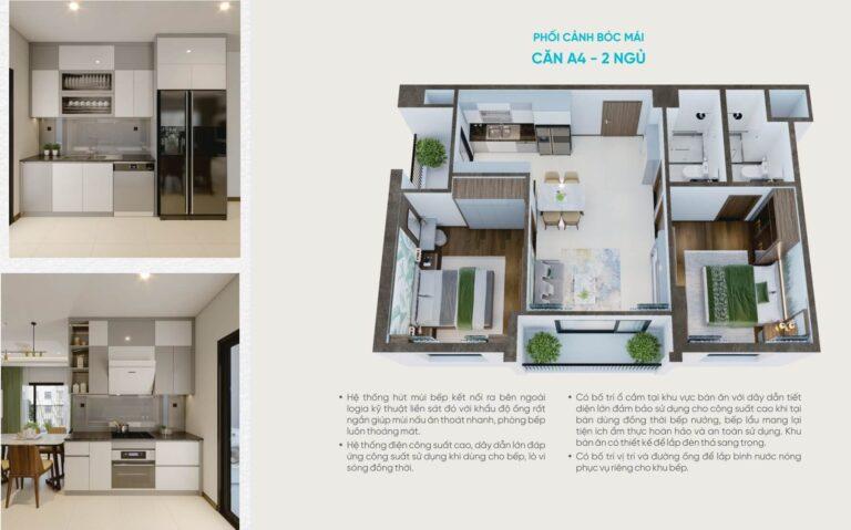 thiết kế căn 2pn chung cư viha flora hồng hà eco city 1