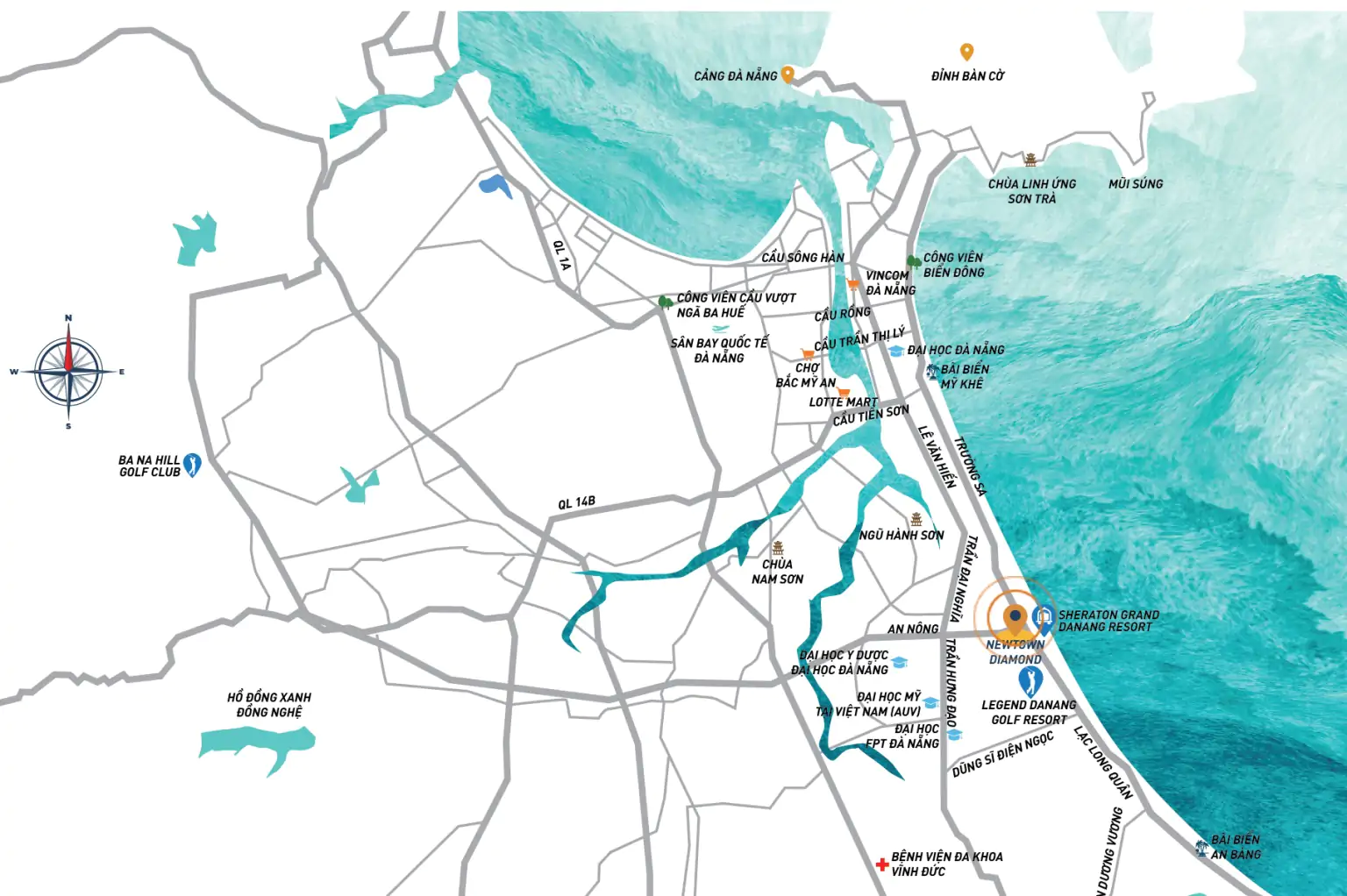 vị trí biệt thự Newtown Legend đà nẵng